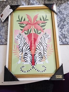 NIP Sapna Shah 2 White Tigers Wall Art 12 X 18 Inch